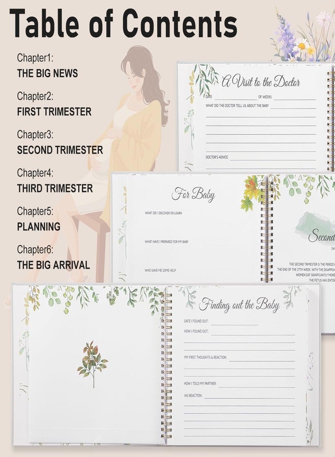 VinTS Pregnancy Journal,Pregnancy Baby Book for First Time Moms,135 Pages Hard Cover Pregnancy Memory Book With Stickers for First Time Mom to Be,Expecting Women - Image 3